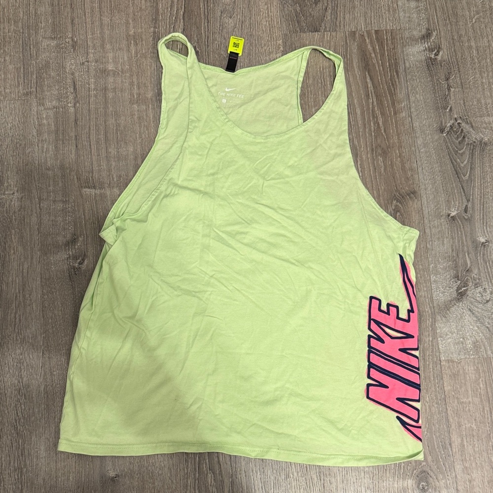 Nike Me s Light Green Tank with Pink Logo Size XL